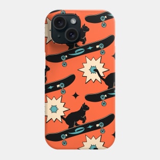 Cool Skater Black Cat Pattern in orange Phone Case