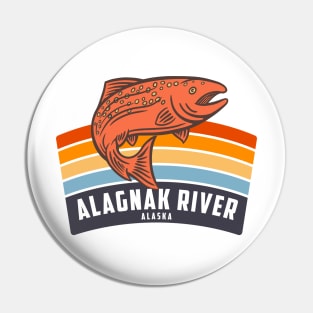 Alagnak River Alaska Salmon Fishing Graphic Pin