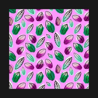 Colorful Leaves Pattern (Pink) T-Shirt