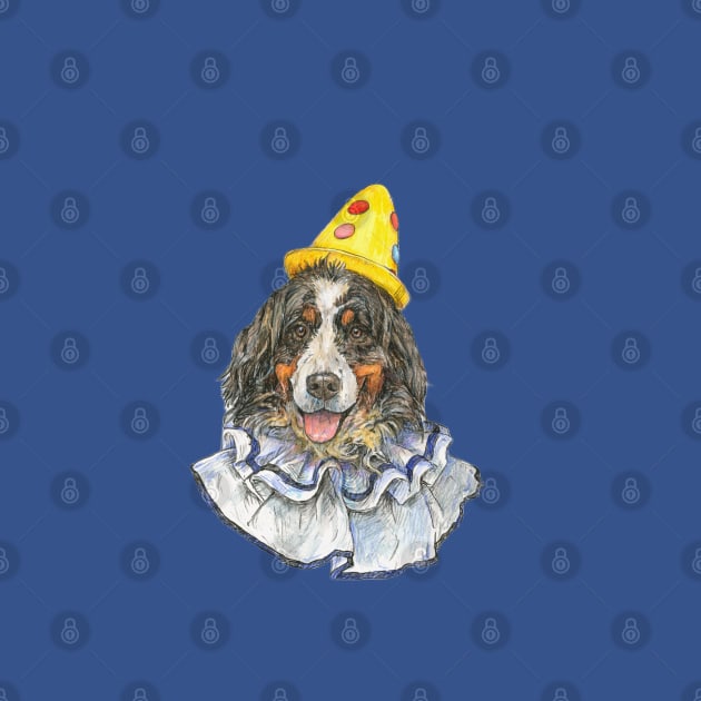 Berner Clown in Yellow Polka Dot Hat by Prairie Dog Print