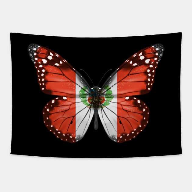 Peruvian Flag  Butterfly - Gift for Peruvian From Peru Tapestry by Country Flags