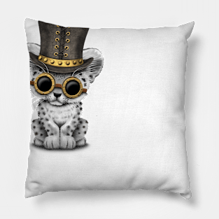 Steampunk Snow Leopard Cub Pillow