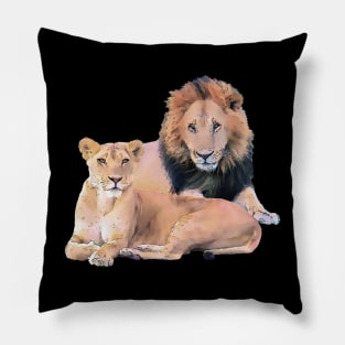 Pair of Lions as drawing - Africa Pillow