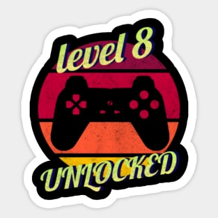 Level 8 Unlocked Video Games 8th Birthday' Sticker