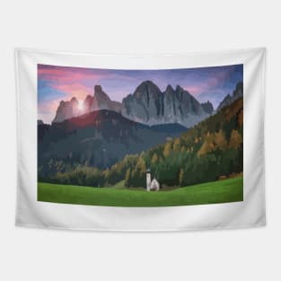 Beautiful Dolomites Vector Painting Tapestry