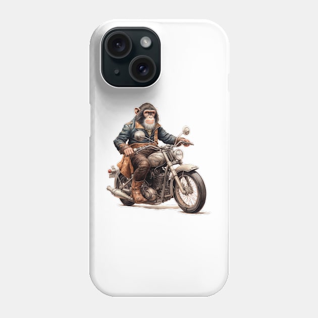 Monkey Biker Retro Motorcycle Phone Case by Nenok