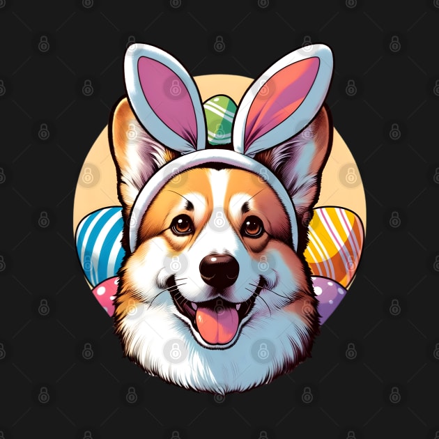 Cardigan Welsh Corgi with Bunny Ears Enjoys Easter Joy by ArtRUs