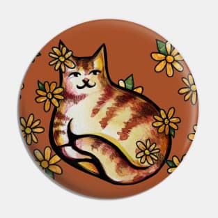 Flower Kitty Cat Pin