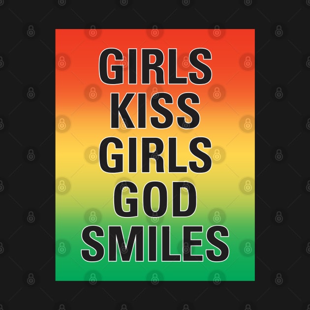 Vintage Girls Kiss Girls God Smiles Rainbow Aesthetic Streetwear by dewinpal