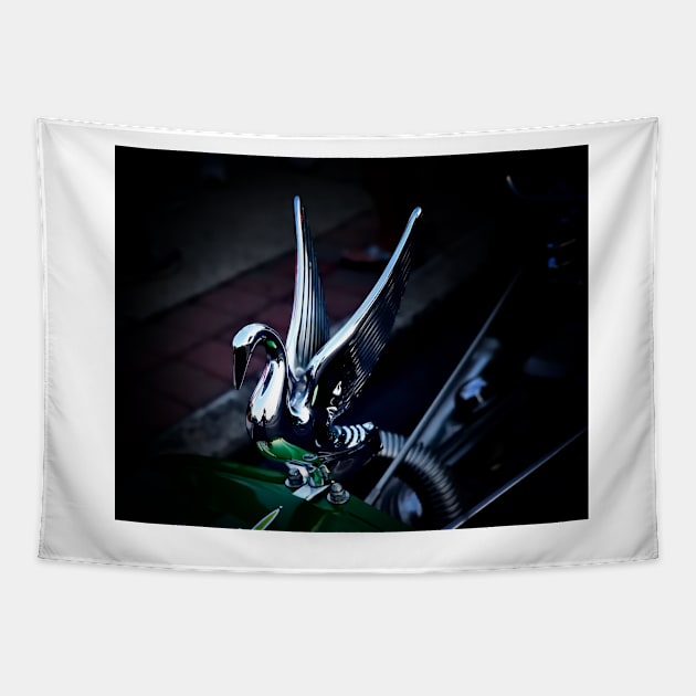 Flying Swan Hood Ornament Tapestry by JimDeFazioPhotography