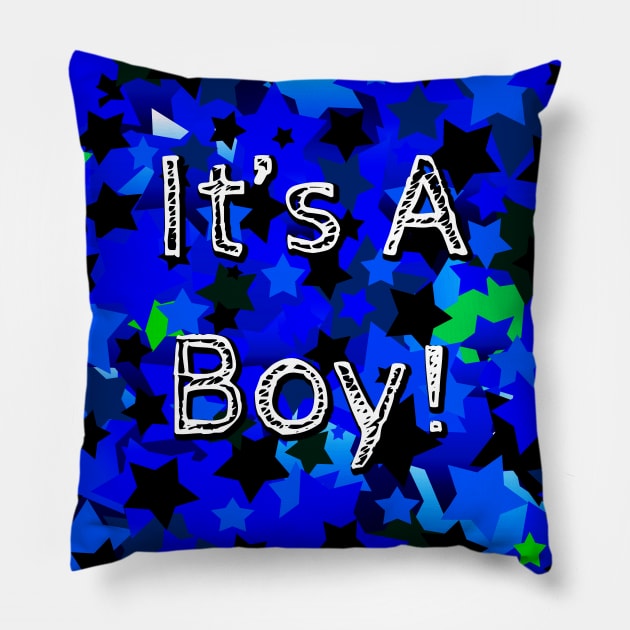 It's A Boy! Stars in Blue Pillow by BlakCircleGirl