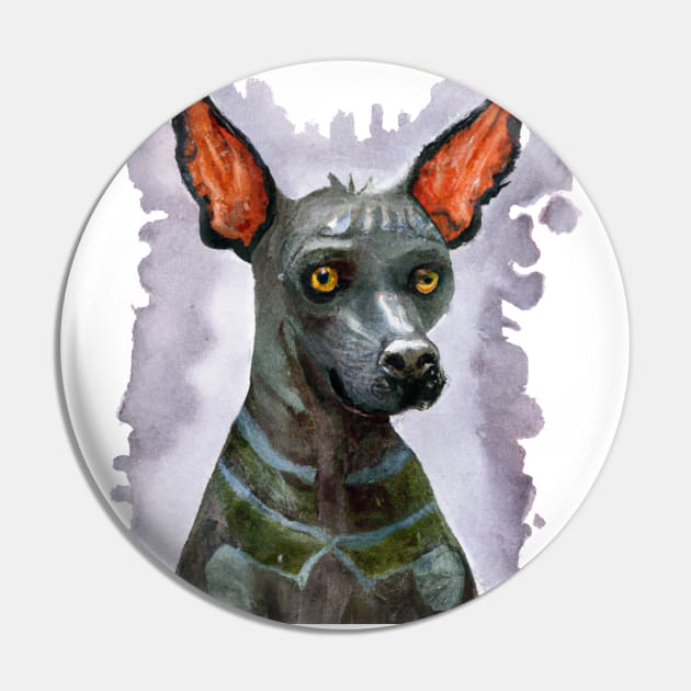 Xoloitzcuintli Watercolor - Dog Lovers Pin by Edd Paint Something