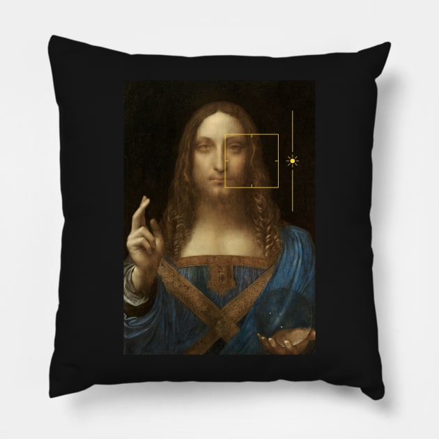 Salvator Mundi by Da Vinci (iPhone camera) Pillow by ArtOfSilentium