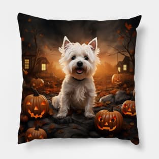 West highland white terrier Halloween Pillow