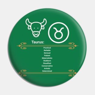 Taurus Zodiac T-Shirt Pin
