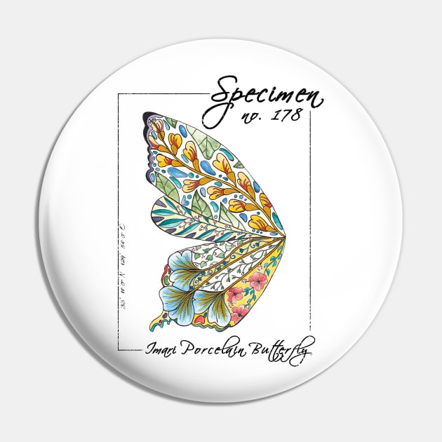 Imari Porcelain Butterfly | Vintage Modern Zoological Print Pin by aRtVerse