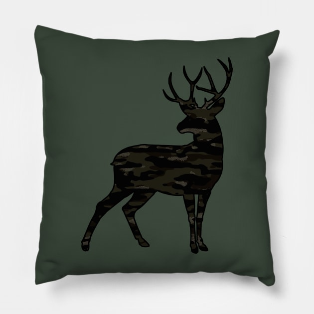 Dark camouflage pattern Mosaik Style deer Pillow by Destroyed-Pixel