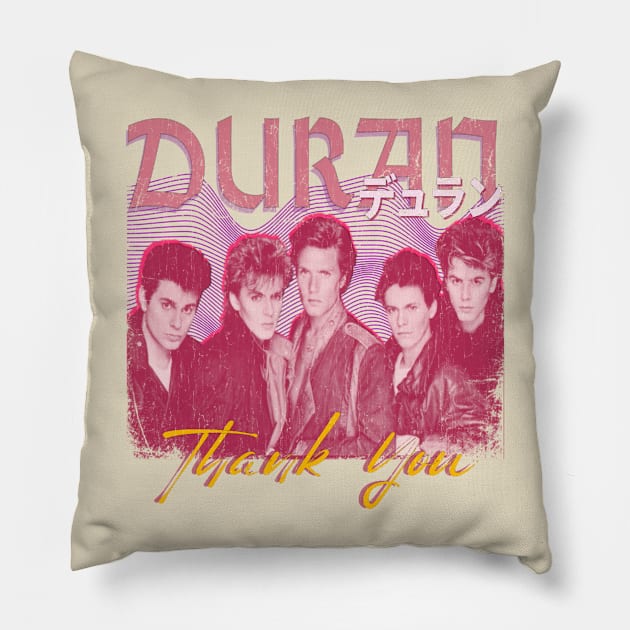 Duran Duran Vintage 1978 // Thank You Original Fan Design Artwork Pillow by A Design for Life