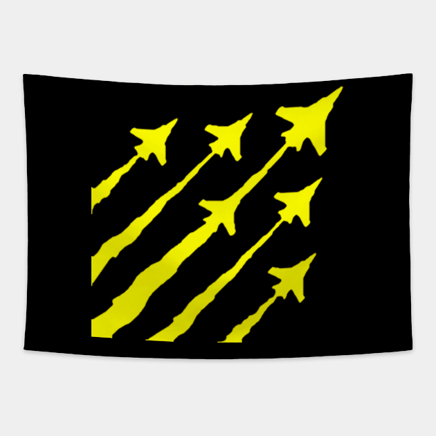 Yellow plane Tapestry by ArPlane Studio