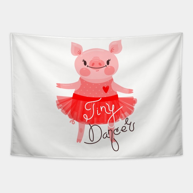 Pig Ballet Dancer Tapestry by Mako Design 