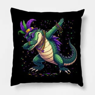 Mardigator Mardi Gras Dabbing Alligator Costume Men Women Pillow