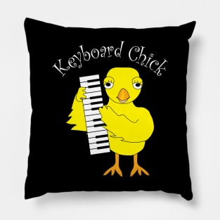 Keyboard Piano Chick White Text Pillow