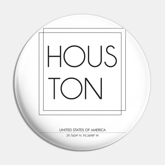 Houston City Minimal Typography 2 Pin by StudioGrafiikka