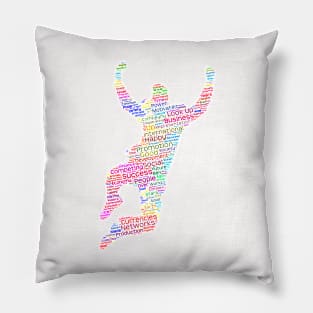 Happy man Emotion Silhouette Shape Text Word Cloud Pillow