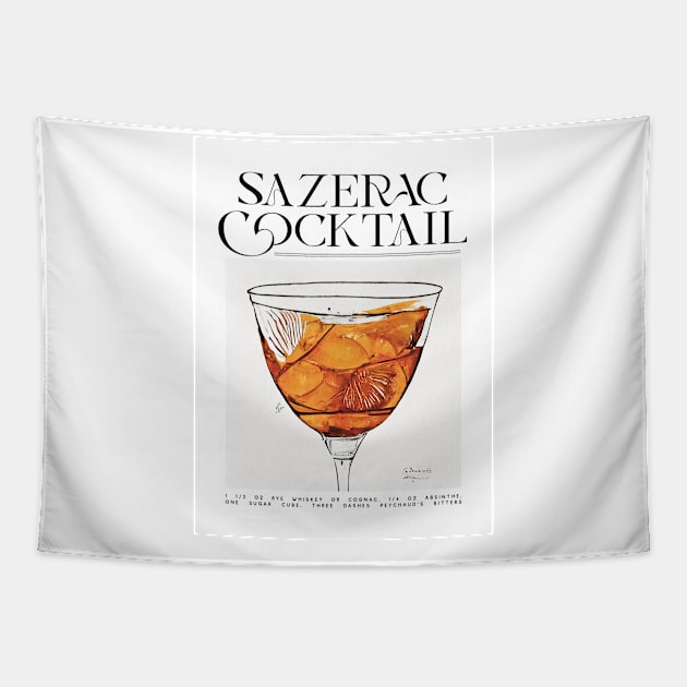 Sazerac Retro Poster Classic Bar Prints, Vintage Drinks, Recipe, Wall Art Tapestry by BetterManufaktur