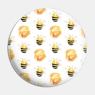 Honey Bees All Over Watercolor Pin