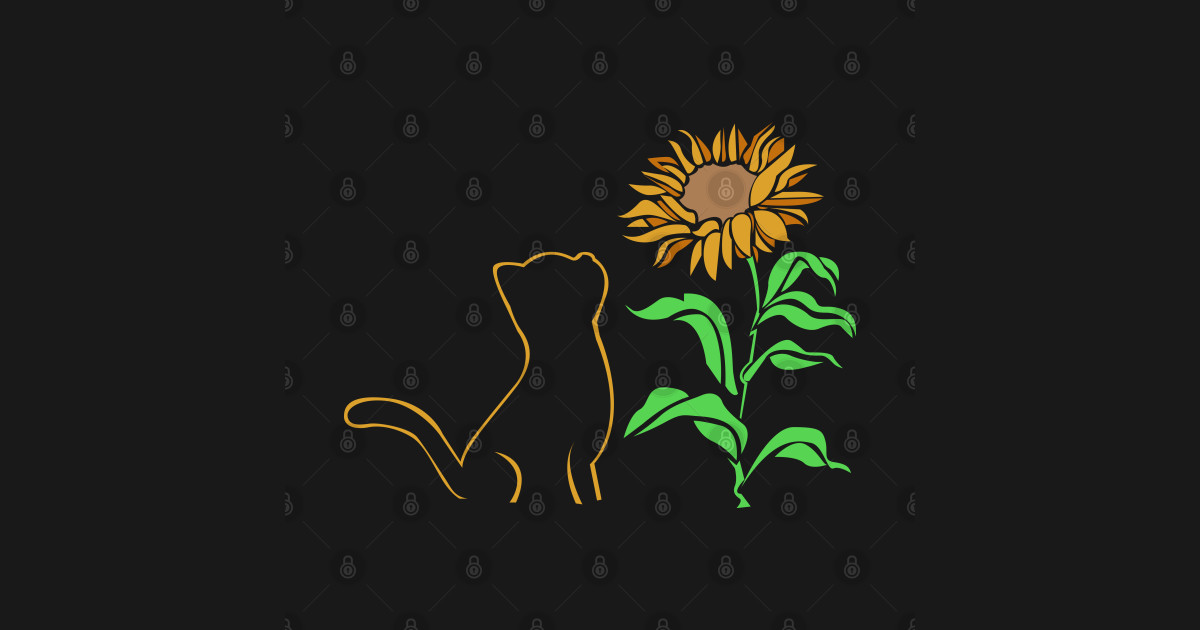 Cat and Sunflower Cat Lover Gift Idea TShirt TeePublic