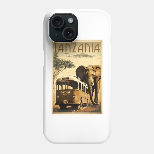 Tanzania Safari Vintage Travel Art Poster Phone Case by OldTravelArt