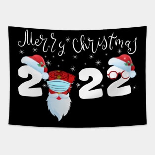 Christmas 2022 Quarantine Christmas Santa Face Mask Tapestry