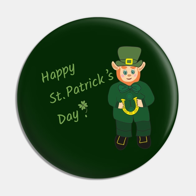 leprechaun Happy St. Patricks Day Pin by Alekvik