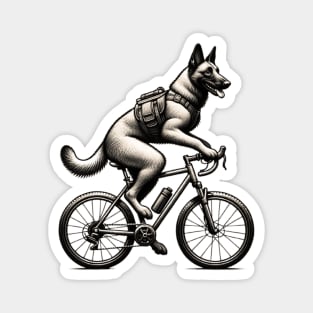 Belgian Malinois Dog Riding A Bike Magnet