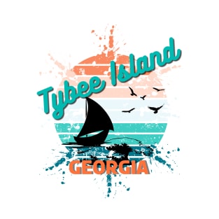 Tybee Island Georgia Retro Vintage Sunset T-Shirt