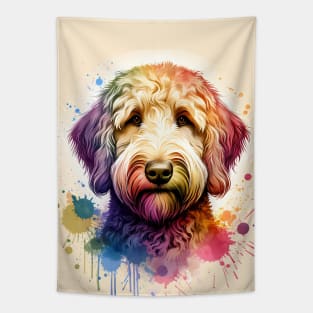 Yellow Labradoodle Dog Watercolor Artwork Tapestry