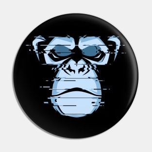 glitch chimpanzee head Pin