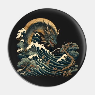 ⭐⭐⭐⭐⭐ Ukiyo-e style water dragon Pin
