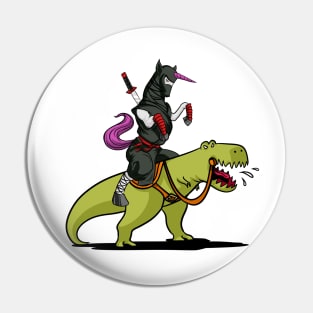 Ninja Unicorn Riding T-Rex Dinosaur Pin