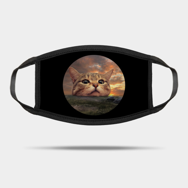 Meow Big Head Cat Funny Gift Meow Cat Mask Teepublic