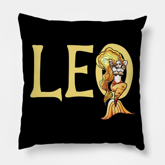 Leo mermaid Pillow by bubbsnugg