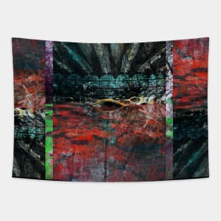 red city in collage ecopop with nature and architecture Tapestry