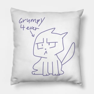 Grumpy 4 ever ugly cat illustration purple Pillow