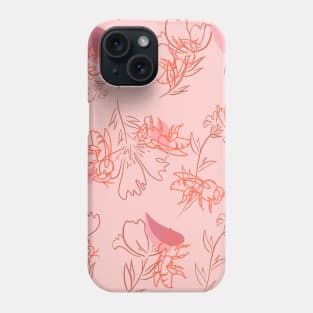 Floral Bee Print Phone Case