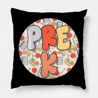 Groovy Pre K Teacher Kids Hippie Kinder Back To School Pillow