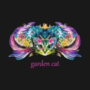 Garden Cat Floral Design For Cat Lovers T-Shirt