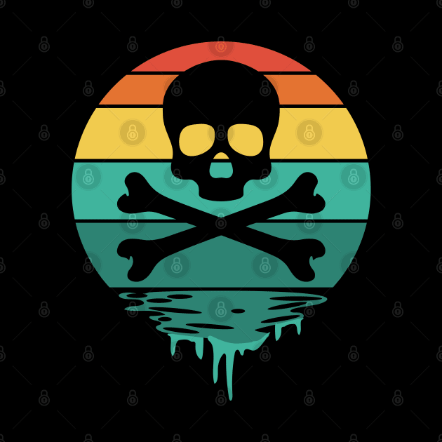 Vintage Sunset Skull and Cross Bones by Shawnsonart