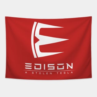 Edison, a stolen Tesla - white Tapestry