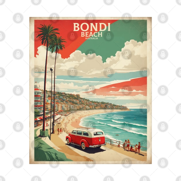 Bondi Beach Australia Vintage Travel Poster by TravelersGems